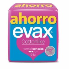 Compresas Normales con Alas Evax Cottonlike 64 Unidades