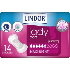 Compresas para Incontinencia Lindor Lady Pad Maxi Noche 14 Unidades