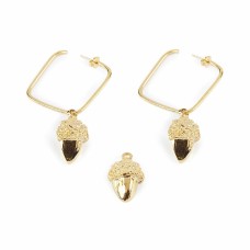 Pendientes Mujer Shabama   Latón Bellota Bañado en flash dorado 3 cm