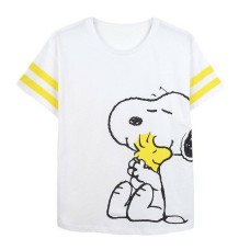 Camiseta de Manga Corta Mujer Snoopy Blanco