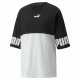 Camiseta de Manga Corta Mujer Puma Power Colorblock Blanco Negro